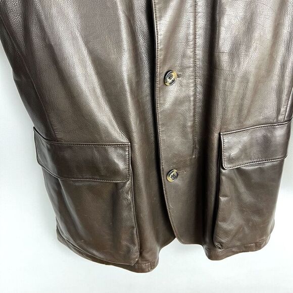 LORO PIANA Leather Jacket Mens S Brown Soft Lambskin Button Front  Collared - Picture 4 of 12